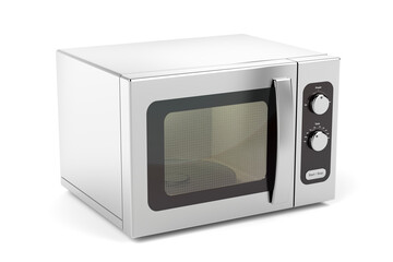 Silver microwave oven on white background
