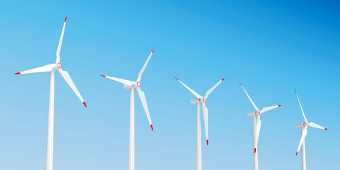 Group of wind turbines generating electricity