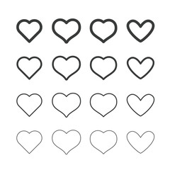 Heart shape linear icons. Love symbols.