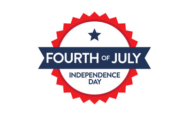 Fourth of July badge. USA Independence day emblem. July 4th celebration sticker.