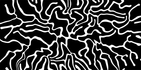 Fototapeta premium Abstract black and white pattern created using a computer generative algorithm called reaction-diffusion.