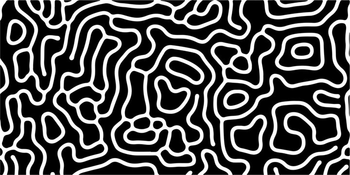 Abstract black and white pattern created using a computer generative algorithm called reaction-diffusion.