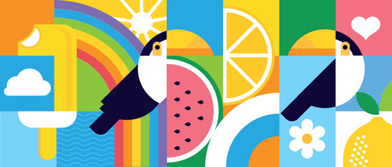 Summer. Vector illustration concept for website design, background, advertising, social media banner, travel and holiday ads, sale promotion, poster, summer card, marketing material. © PureSolution