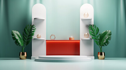 Empty podium for product exhibition generative ai