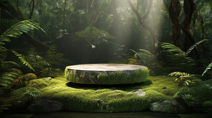 Empty podium for product exhibition generative ai