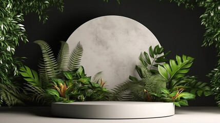 Empty podium for product exhibition generative ai