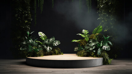 Empty podium for product exhibition generative ai