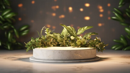 Empty podium for product exhibition generative ai