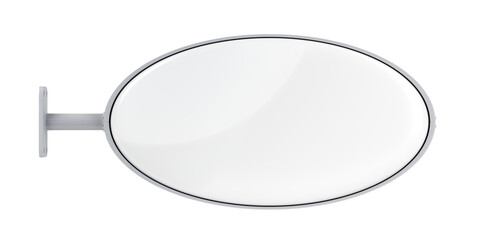 Front view of oval signboard, isolated on white background © Designpics