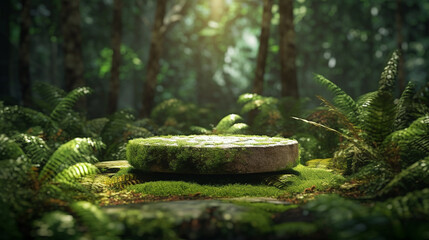 Empty podium for product exhibition generative ai