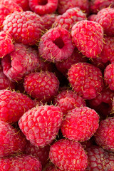 Fresh fruits raspberries background, sweet and juicy desert