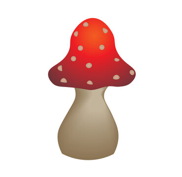 Vector illustration of cartoon mushroom with red hat