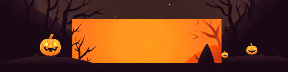 Captivating minimalist Halloween panorama evoking a mix of thrill and excitement, reflecting the holiday's vibrant colors and eerie atmosphere in 170-characters. Generative AI