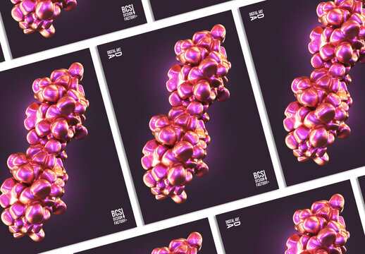 Abstract 3D Illustration Design Layout for Mobile Screen