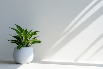 Houseplant on white wall background created with Generative AI technology