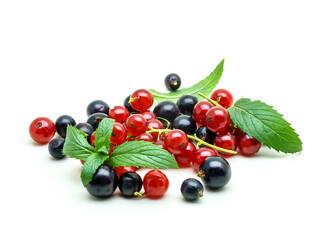 Black and Red Currants isolated on white background