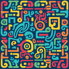 Mayan pattern, mayan texture, mayan background, mayan symbols