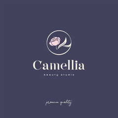 Camellia Beauty studio elegant premium logotype, vector eps 10