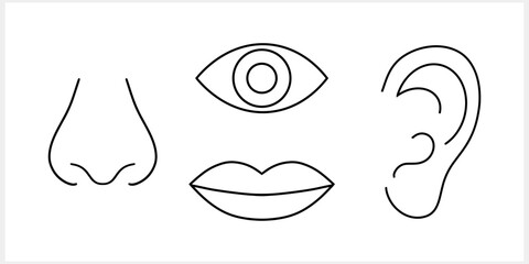 Doodle part face of people isolated. Hand drawn clipart. Sketch vector stock illustration. EPS 10