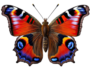 PNG peacock butterfly isolated on transparent background. Digital illustration