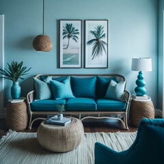Modern living room with comfortable sofa,generative ai