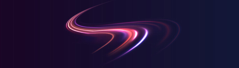 Colored shiny sparks of spiral wave. Curved bright speed line swirls. Shiny wavy path. Rotating dynamic neon circle. Magic golden swirl with highlights. Glowing swirl bokeh effect. vector png