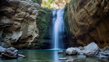 Fototapeta na wymiar Chantara Waterfalls in Trodos mountains, Cyprus