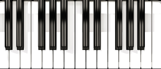 3d illustration of a midi keyboard from top view