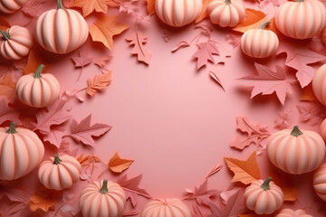 Fototapeta premium pumpkin border frame, Halloween background with pumpkins. Copy space, Halloween holiday
