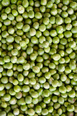 Fresh green garden peas. Top view.