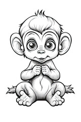 Fototapeta premium Cute Kawaii Monkey