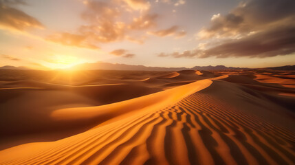 Naklejka premium a desert landscape at sunset (Generative AI)