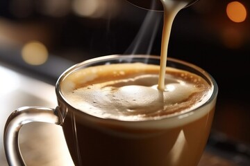 Cappuccino coffee background. Illustration AI Generative - obrazy, fototapety, plakaty