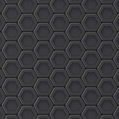 Black abstract hexagonal background. 3D render illustration