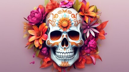 Day of the dead, Dia de los muertos holiday poster. Illustration AI Generative