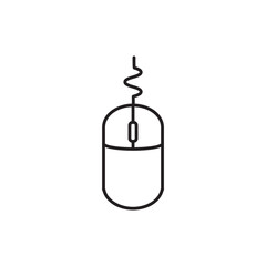 Classic Mouse Icon, Device Electronic Icon Vector Design Outline Style Symbol On White Background, Cable device icon, Mouse Cable.