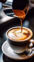 Cappuccino coffee background. Illustration AI Generative