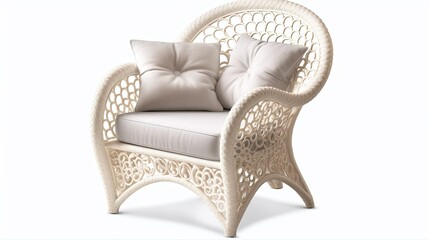 Timeless Charm. White Beige Armchair for Outdoor Relaxation, ai,