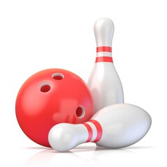 Skittles and bowling ball 3D render illustration isolated on white background