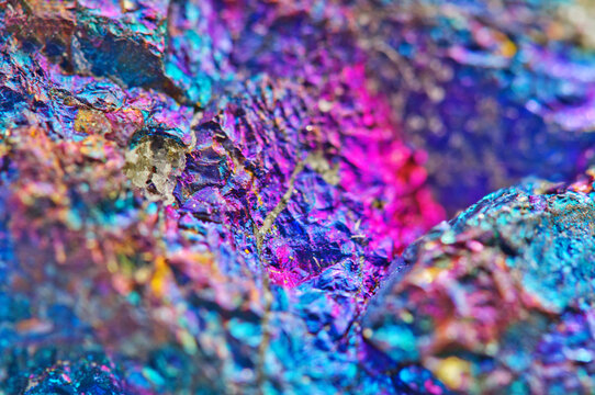 Ore close-up. Nugget.Colorful abstract background. Crystals.