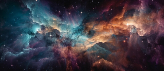 Fototapeta na wymiar Colorful space galaxy cloud nebula. Stary night cosmos wallpaper
