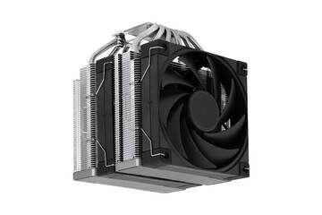 CPU cooler on a white background. Air cooling cooler of a personal computer processor close-up on a...