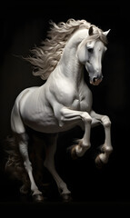 Obraz na płótnie Canvas White horse on black background