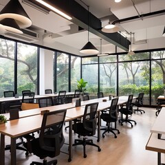 Fototapeta premium Interior conference room with chairs generative ai