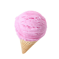 Strawberry cream with cone on blue pastel background