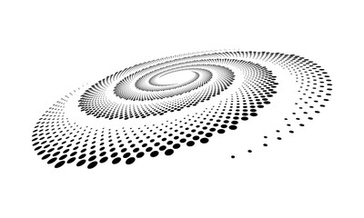 Perspective view to abstract halftone dotted circle. Spiral universe concept. © Mykola Mazuryk