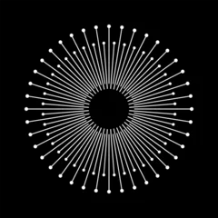 Circle with white lines on a black background like sun concept. Can be used as an icon, logo, tattoo. © Mykola Mazuryk