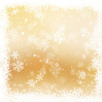 Decorative golden Christmas background with snowflakes