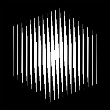 Concept cube with vertical lines in transition. Abstract art lines background.