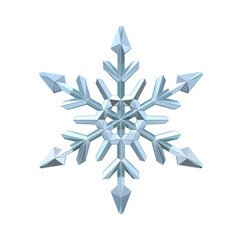 Snowflake 3D render illustration isolated on white background